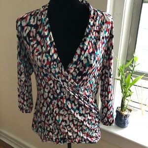 Faux wrap multi colored top